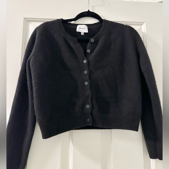 Reformation Clara Black Cashmere Crew Cardigan Sweater size Medium - Picture 4 of 13